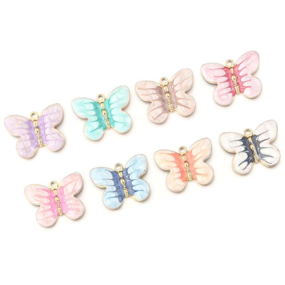 2Pcs/lot Colorful Butterfly Charms Pendant Stainless Steel Oil Drop Charms DIY Necklace Bracelet for Jewelry Making Accessories