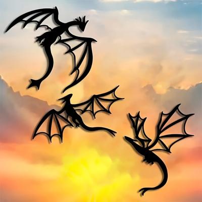 Metal Wall Art Dragon Set of 3, Fantasy Dragon Decor for Indoor Outdoor Home Terrace Balcony, Elegant Gift for Housewarming
