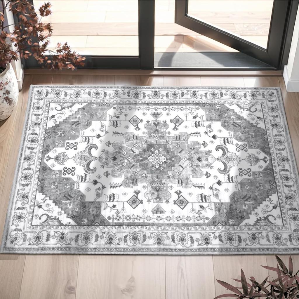 Boho Vintage Crystal Velvet Rug Non-Slip Area Floor Mat Home Decor Entrance Passageway Door Mat Bedroom Kitchen Floor Mat
