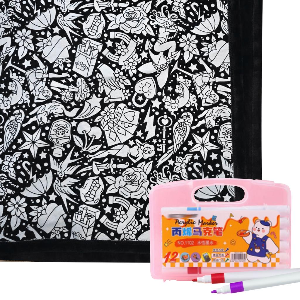 Color Your Own Blanket Washable Fuzzy Velvet Creative Art Project with Markers for Holiday Arts Crafts Activity Party