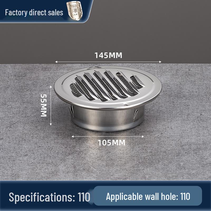 304 Nerezová ocel Plochá hlava Vnější Větruodolná Ventilační krytka pro Vstup čerstvého vzduchu