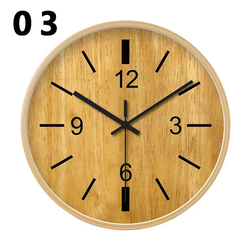 Wooden Japanese Style Wall Clock Wood Grain Quartz Clock Non Ticking Colorful Decorative Clock for Bedroom(Battery Not Included)