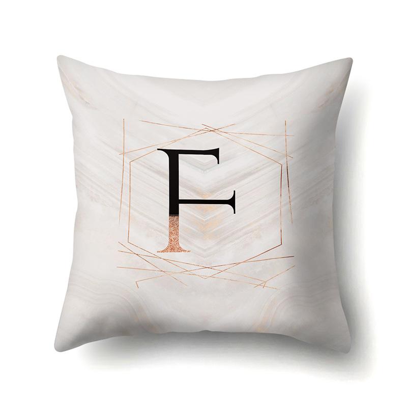 Polyester Pillow Case Black Gold Watercolor Home Furnishing 26 English Letters Printed Waist Cushion Sofa Pillow Case