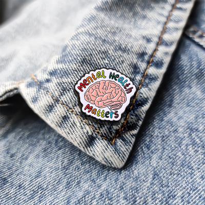 Funny Mental Health Matters Brain Colorful Enamel Brooches Letter Mind Lapeld Pins For Girls Boys Students Badge