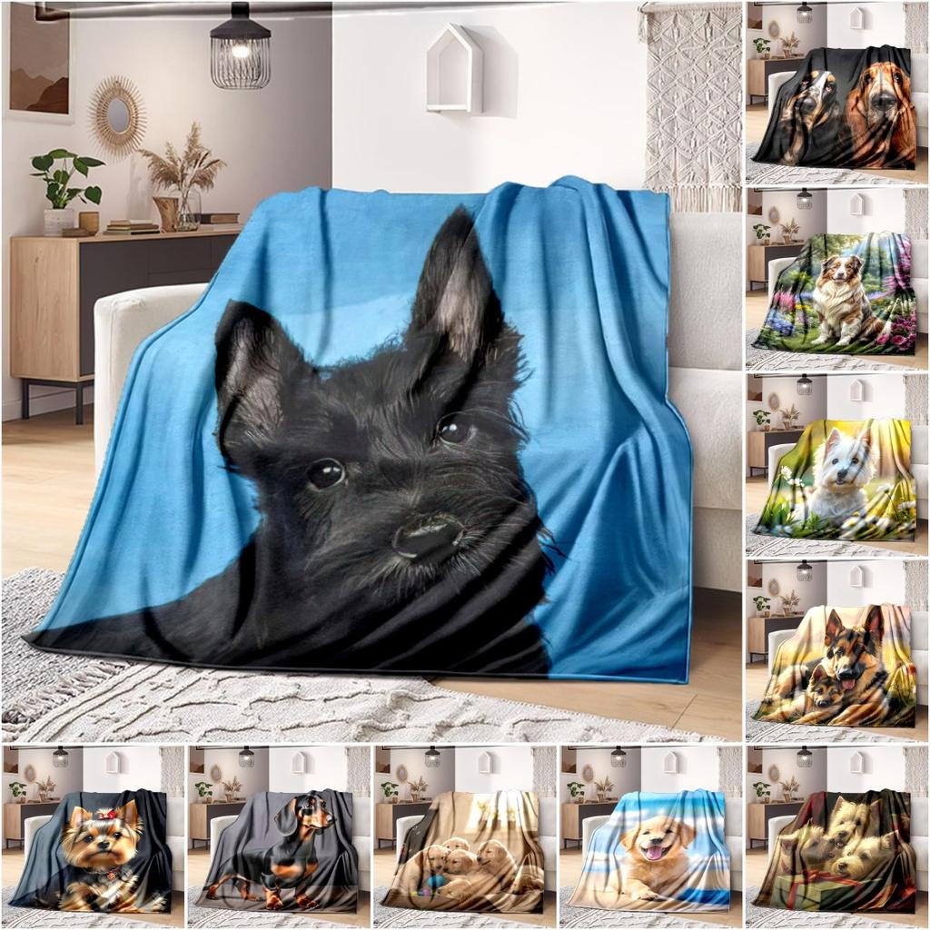 1PC Dog cute printed blanket, all season lightweight home office outdoor nap multifunctional blanket A7
