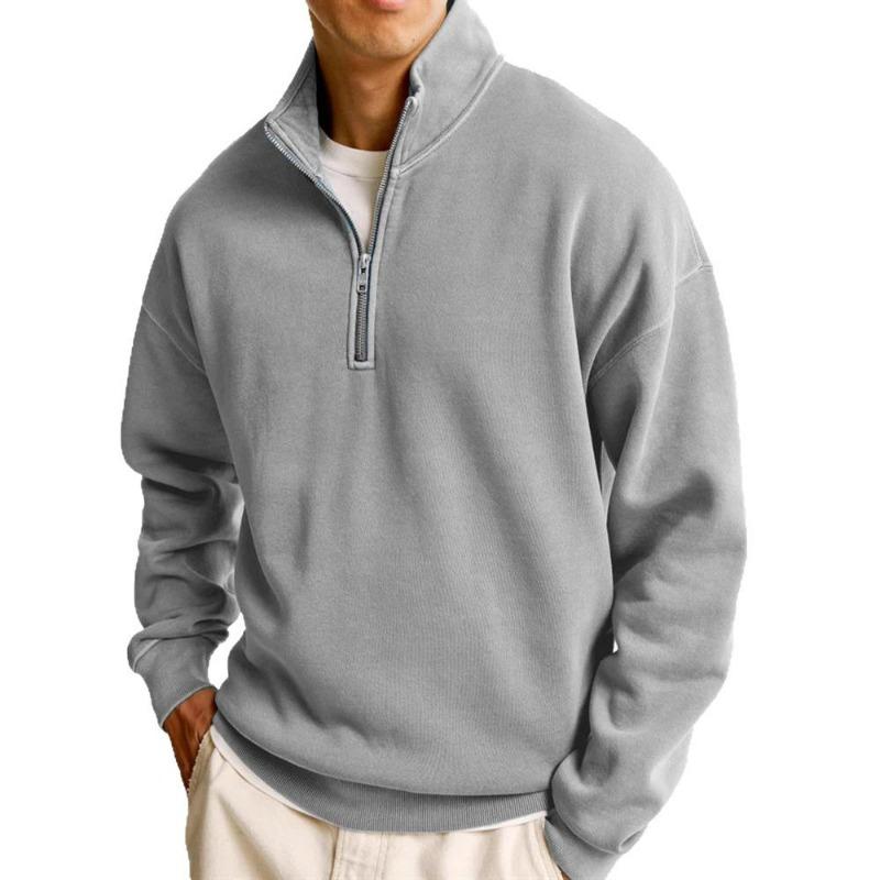 Men's Half Zip Sports Sweatshirt Stand Collar Long Sleeve Casual Everyday Pullover