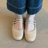 French Patent Leather Round Head Shallow Mouth Flat Bottom Small Single Shoes Women's Word Buckle Temperament Mary Jane Shoes