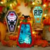 Świąteczne Drewniane Dekoracje Halloween Wiszące Dynia Pająk Czaszka Podświetlane Pudełko