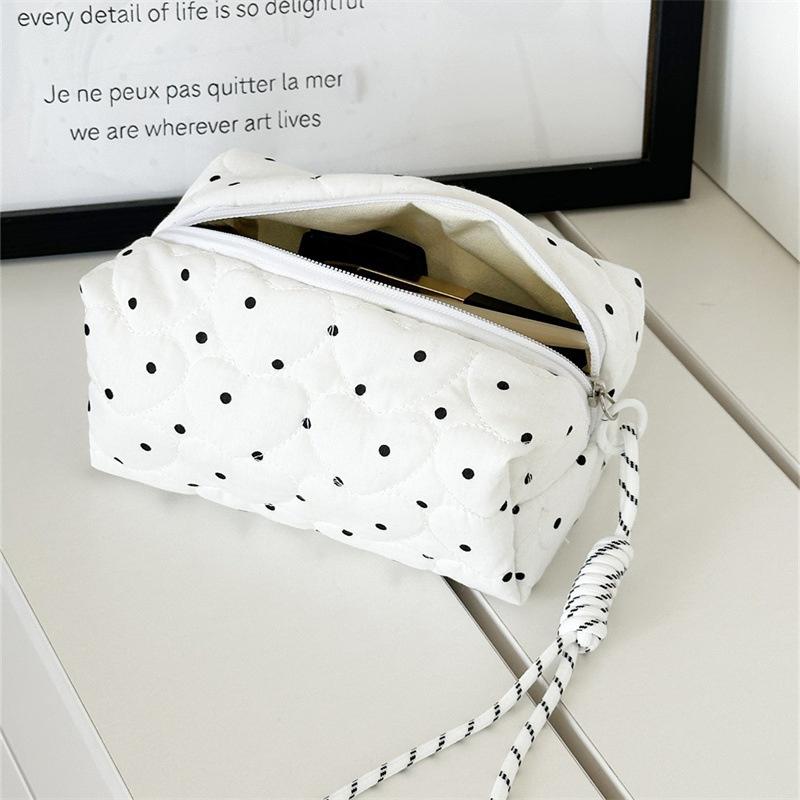 Quilted Dot Makeup Bag For Women Girl Small Large Lipstick Brush Cosmetic Pouch Case Portable Mini Wallet Coin Purse Bags