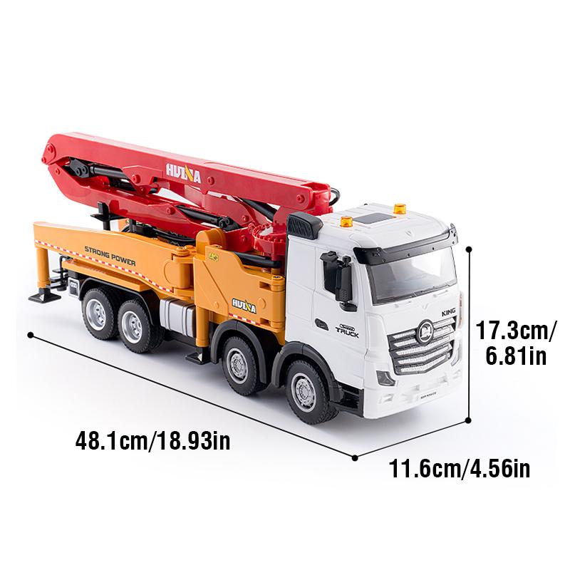 Huina 1381 2.4G Rc Metal Cement Pump Truck 1/18 11Ch Alloy Concrete Pump Truck Engineering Model Toys For Boys Birthday Gifts