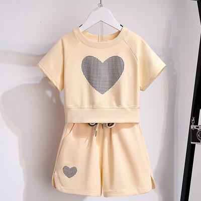 Meisjesset Zomer Nieuw Casual Meisjessport Wijde Pijpen Shorts Tweedelig Set Dun