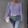 New Spring Round Neck Long Sleeve Loose Blouse Women Solid Color Office Shirt Ladies Casual Simple Tops Female Solid Color  Fashion Elegant Clothing