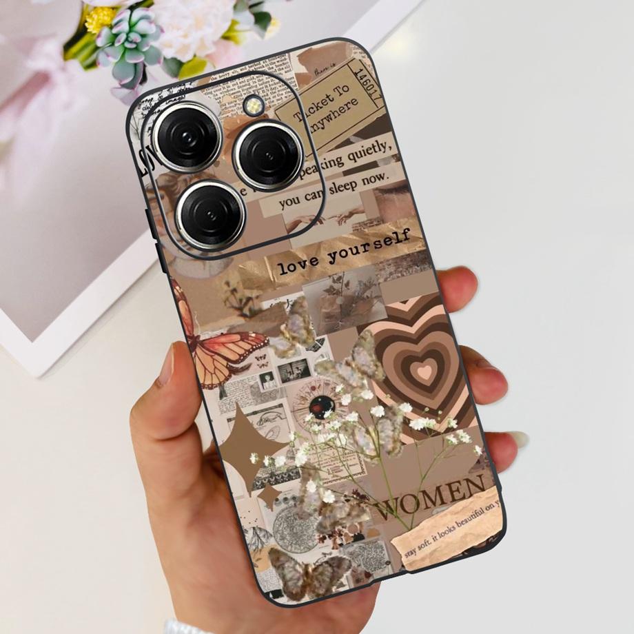 For Tecno Spark 20 Pro Case Liquid Silione Soft TPU Matte Cover Phone Mask On Spark20 20Pro 4G Luxury Pattern Cat Flower Cartoon