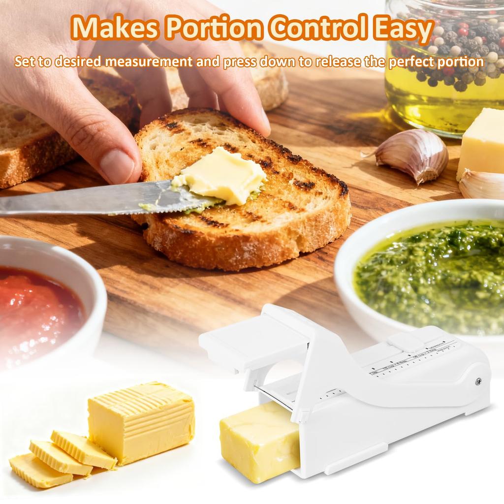 Butter & Cheese Cutter, Adjustable Thickness Stainless Steel Wire Cheese ,Butter For Squares,Multipurpose Handheld Food Measuring Dispensers