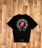 Svart Amerikanskt Läppavtryck Herr sommar Rundhalsad T-shirt i Stor Storlek Retro Street Casual Ren Bomull Stor Storlek Kortärmad Topp