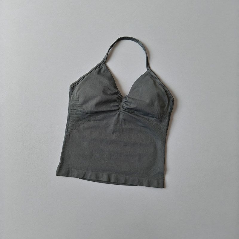 European and American Style Sexy Halter Neck Backless Push-Up Sports Bra Women's Yoga Top Fitness Pilates Tight-Fitting Long Tank Top