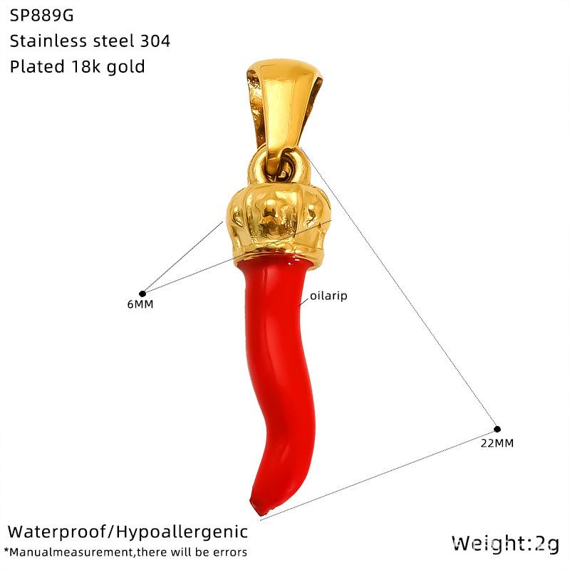 Personality High Sense Summer Fruit Strawberry Cherry Oil Drop Pendant Women'S Necklace