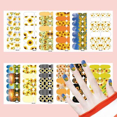 Sunflower Waterproof Nail Art Stickers - Full Cover, Trendy European & American Style (YMY2318-2329)