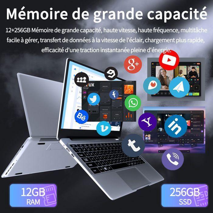 14,1" PC tragbar, Intel Celeron N3710(Bis zu 2,6 GHz),12 GB RAM DDR4 256 GB SSD, Windows 11 PRO, WiFi 5, Laptop