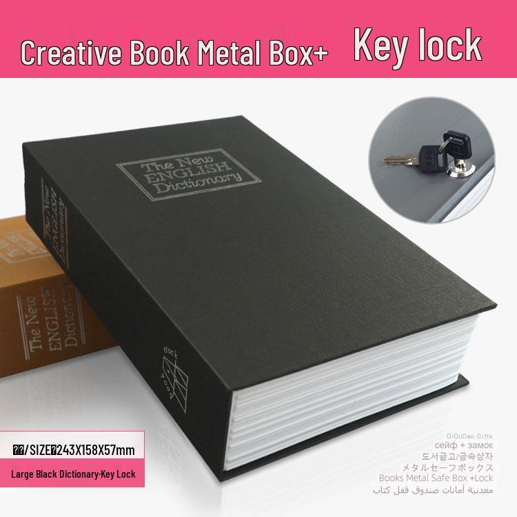 Lockable Metal Book Safe & Coin Bank with Combination Key