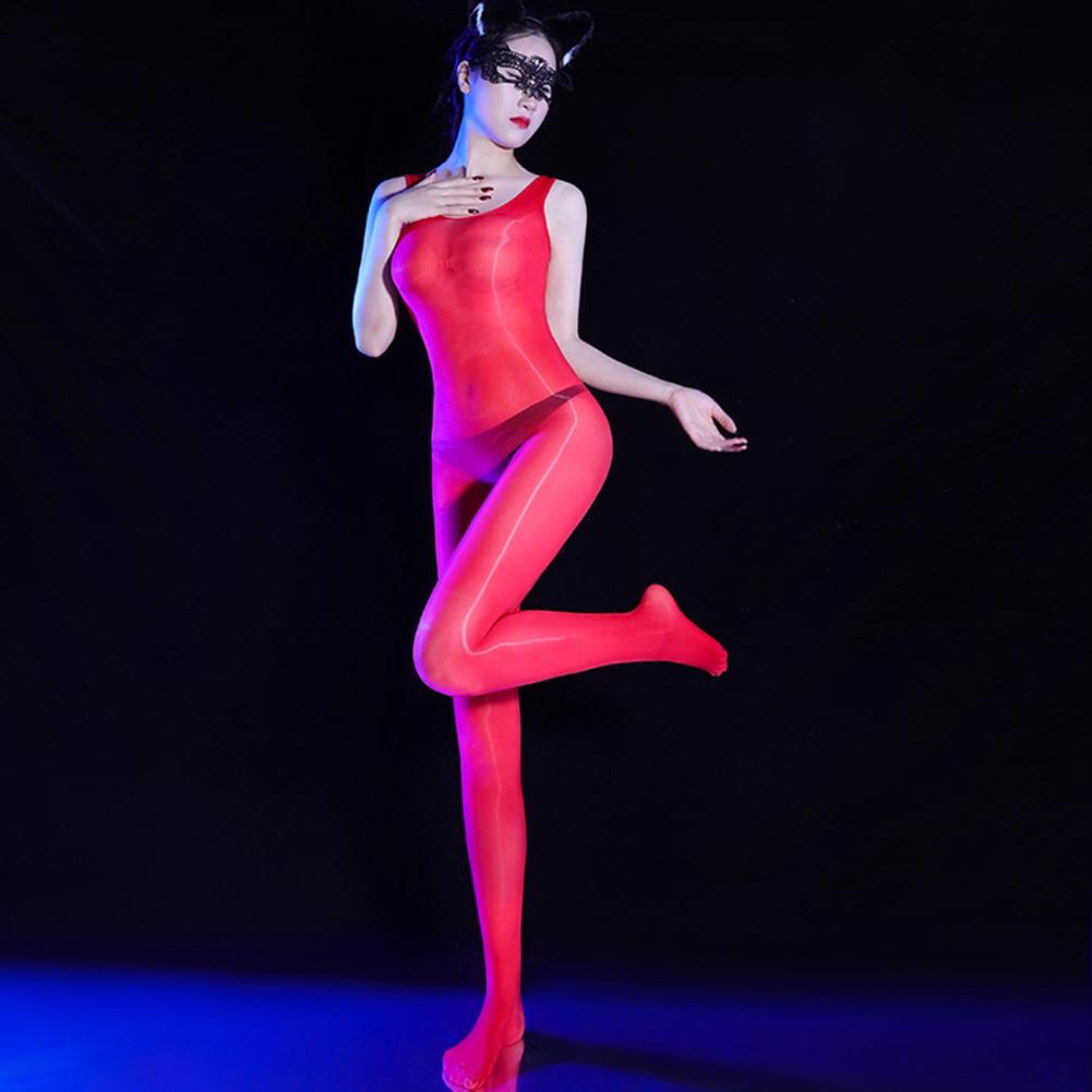 Men Women Sexy Lingerie Elastic Shiny Oil Glossy Vest Bodysuit Gay Sex Underwear  Pantyhose Sheer Tight Jumpsuit Glove Suit