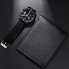 2-teiliges Set Herrenmode-Uhren Herren Neue Luxus-Leder-Kalender-Quarz-Uhren & Schwarze Leder-Geldbörse Herren-Geschenke Beste Wahl