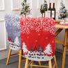 1pcs Red Grey Cartoon Chair Covers Set Printed Fabric Christmas Dining Decor for European Style Holiday Setup Household Supplies
