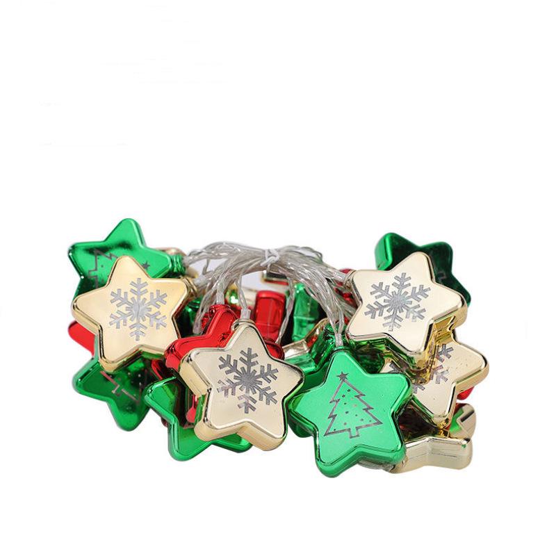 LED Electroplated Snowflake & Star String Lights - Christmas Atmosphere Flashing Fairy Tinsel Ball Decor
