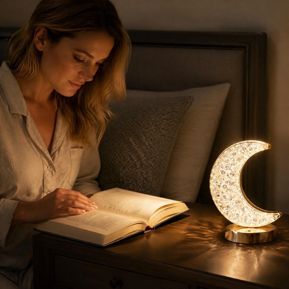 USB Rechargeable Moon Shape Night Light Touch Control Rechargeable Touch Lamp Nightstand Use