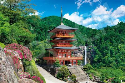 Epoch Jigsaw Nachisan Temple Wakayama with and Score Ticket 1000-piece Puzzle, Seiganto-ji - (50x75cm) 09-046s, Glue, Spatula,