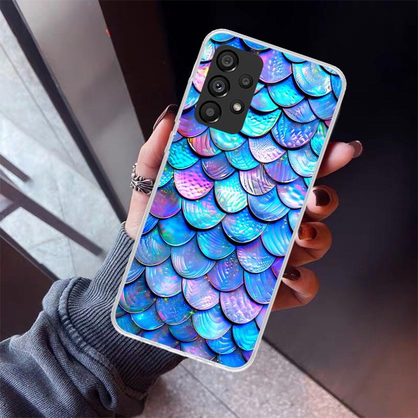 Fish Scale Pattern Mermaid Phone Case For Samsung Galaxy A12 A52S A42 A32 A22 A51 A50 Note 20 Ultra 10 S10 Plus A71 A70 A31 A30
