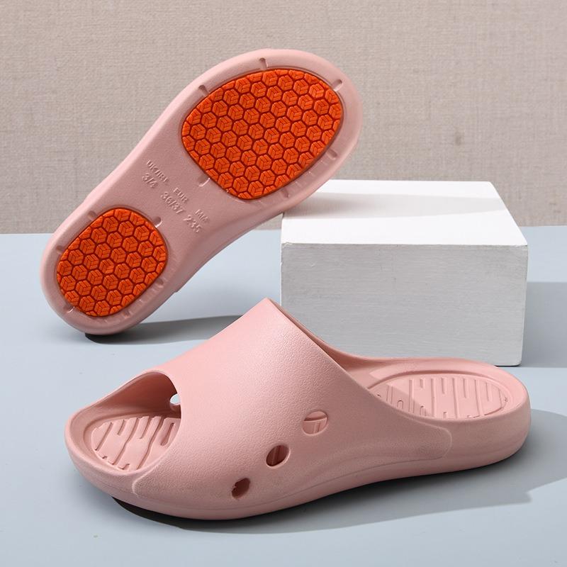 Home non-slip bottom slippers men's and women's indoor household bath bathroom elderly home one-word sandals
