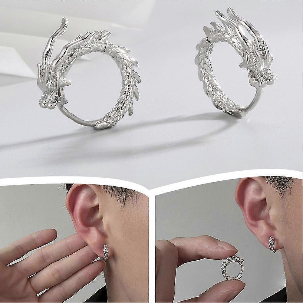 Vintage Year of The Dragon Earrings Simple Cold Wind Matching Ear Rings