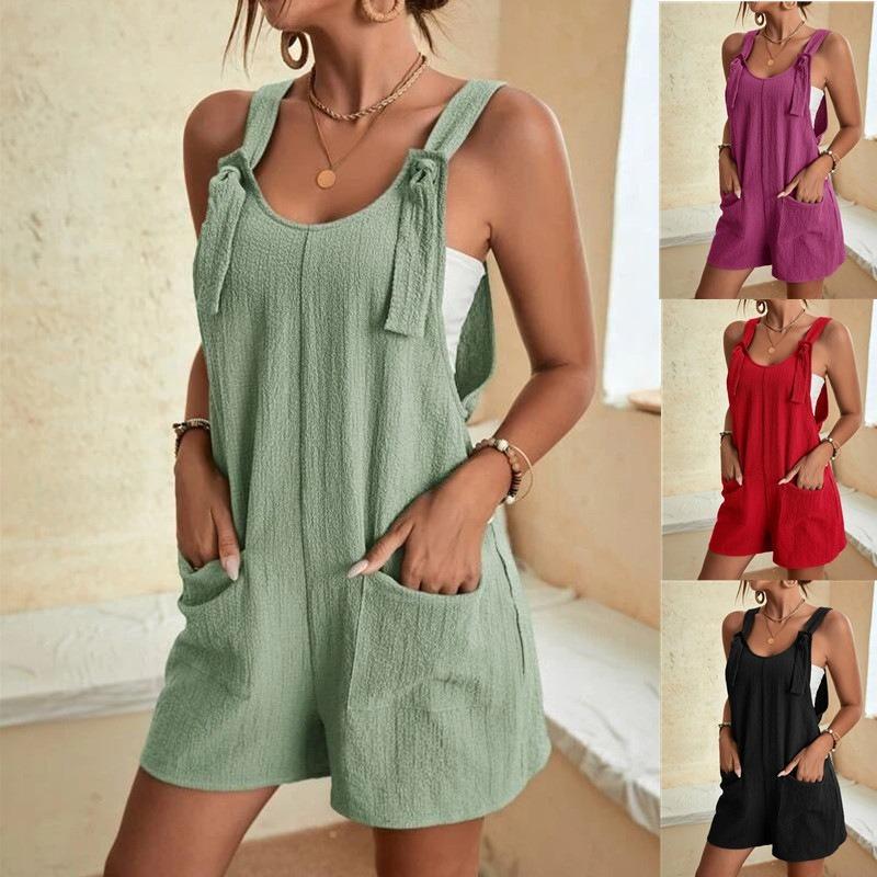 Women's Style, Light Green, Jumpsuit, Adjustable Shoulder Straps, Double Pockets, Summer, Casual, Sleeveless, Jumpsuit