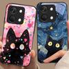 Cute Little Cat For OnePlus Nord 3 5 6T 7 Pro 8 12 10T Reno8 Lite 5G 10R Nord N30 Hard Shell Tempered Glass Phone Case Black