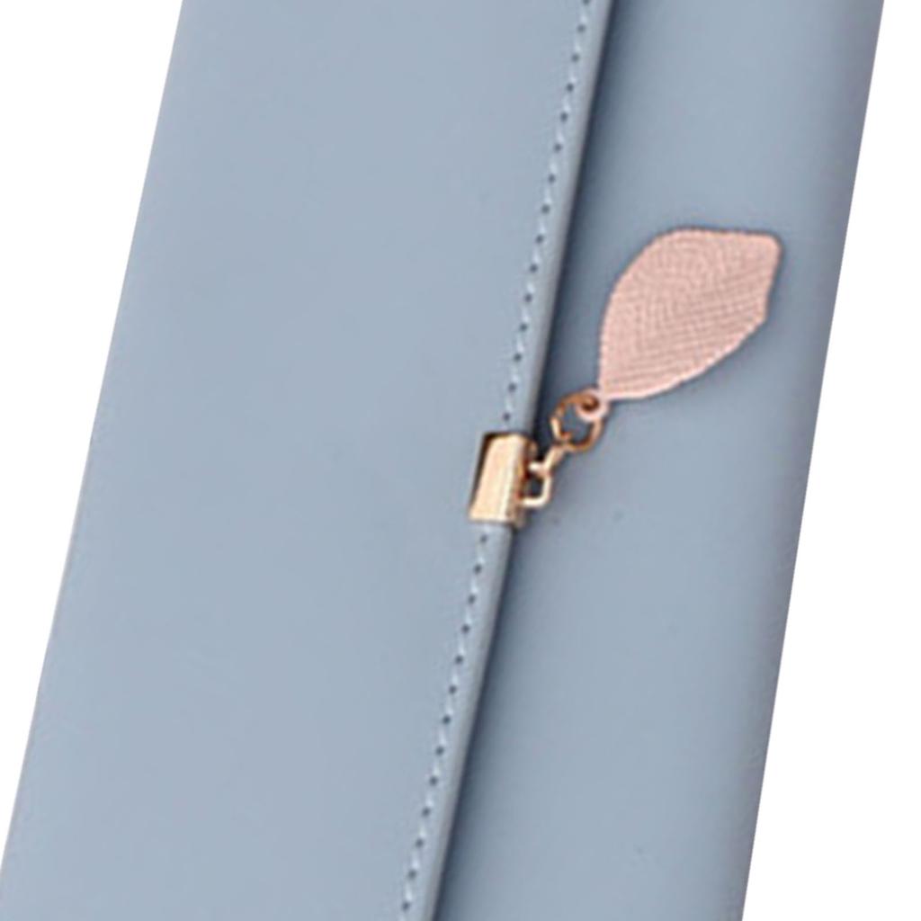Women Wallet Long Wallet Trifold PU Large Capacity with Leaf Pendant Portable Card Holder Wallet for Adults Daily Light