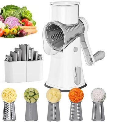 5 In 1 Rotary Cheese Grater Shredder Kitchen Mandoline Vegetable Julienne Slicer Waffle Cutter Nut Chopper JT247