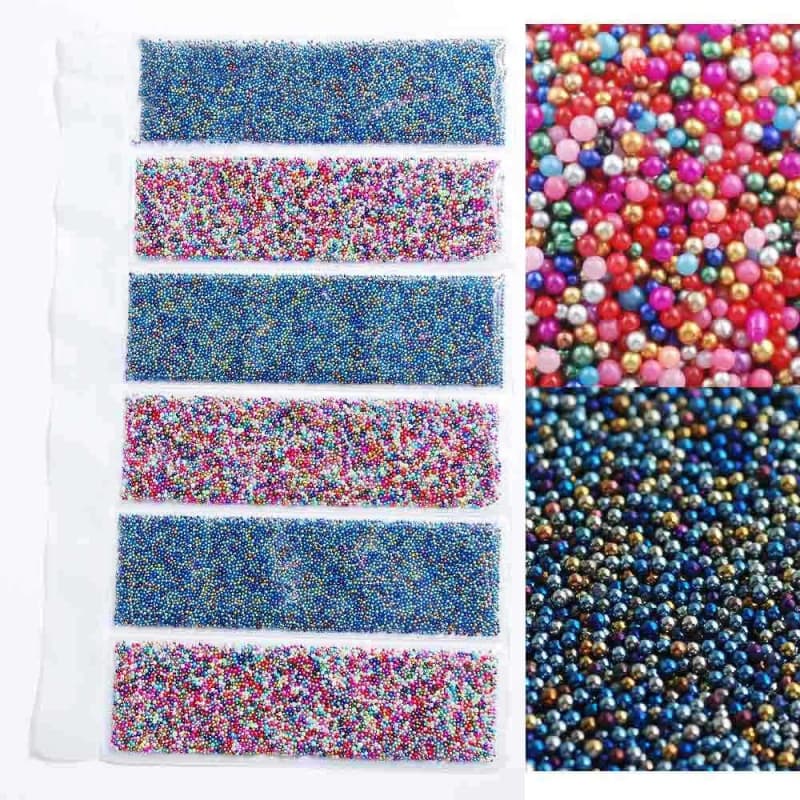 Various Colors Elf Beads Nail Accessories Nail Micro Beads Nail Decor 6-Piece Pack Women