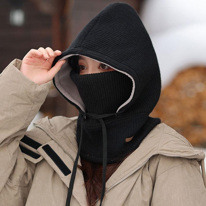 Winter Scarf Cover One-piece Knitted Hat Outdoor Women Riding Electric Car Mask Men Windproof Ski Fleece