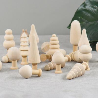 10Pcs/Set Wood Ornaments Multiple Styles No Glitch Eco-friendly Creative Anti-deformation DIY Round Corners Kids Toy Mushroom Ornaments Home