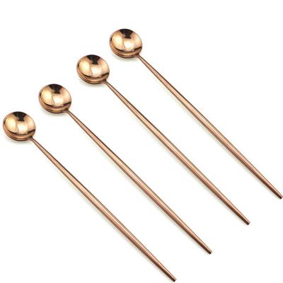 4 pezzi/set di stoviglie in acciaio inox 18/10 oro rosa posate di lusso manico lungo cucchiaio da dessert cucchiaio da gelato cucchiaio da caffè