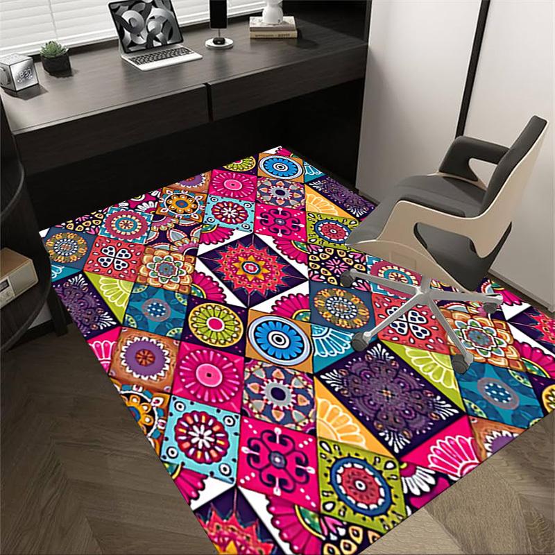 1PC Mandala Patterns Non-Slip Floor Carpet Compatible for Office&Living Room&Bedroom&Dining room - Flat- Soft & Pattern, Vibrant Colors-W261