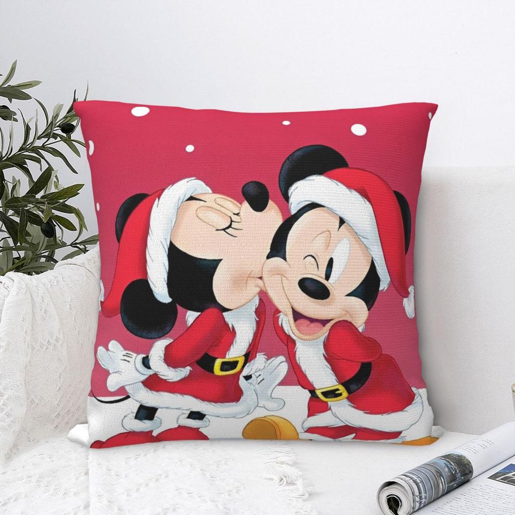 Kawaii Mickey Mouse Christmas Pillowcase Double-sided Printing Cushion Cover Decorations Pillow Case Cover Home Square 18''