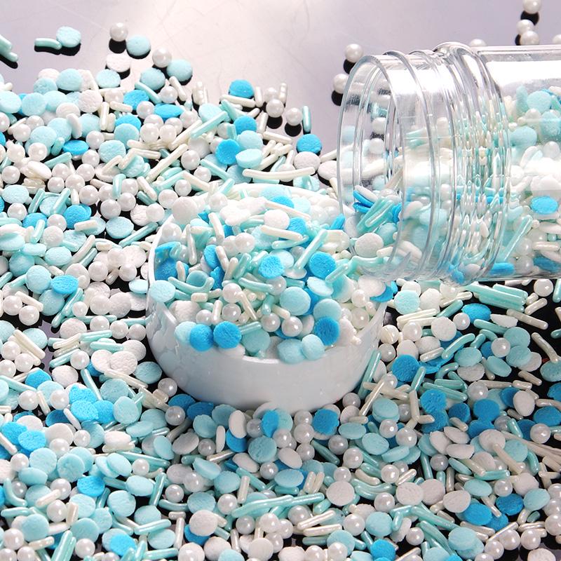 Irisierende Backdekoration Zuckerperlen: Bunter, gemischter Zucker für Cupcakes, Donuts, Lollis und mehr.