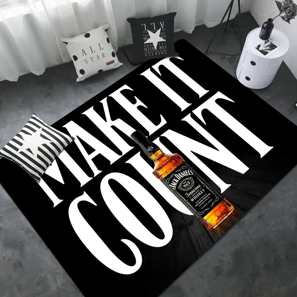 J-Jack-Daniels Whisky Pattern Room Mats Washable Non-Slip Living Room Sofa Chairs Area Mat Kitchen Alfombra