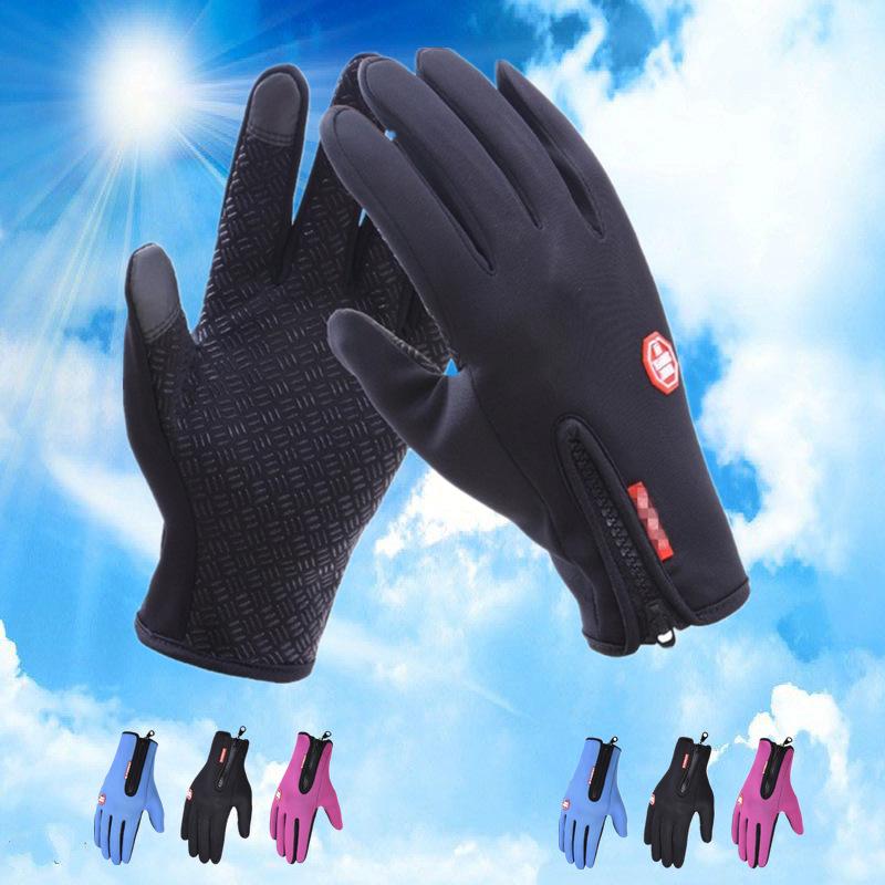 Gloves Touch Screen Winter Riding Outdoor Sports Non-slip Warm Skiing Mountaineering Zipper Men's Motorcycle Gloves