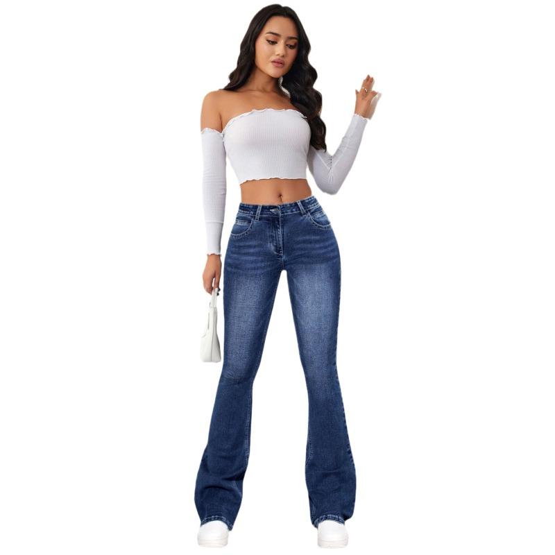 Temperament commuter jeans women's clothing washed slim-fitting and thin pants