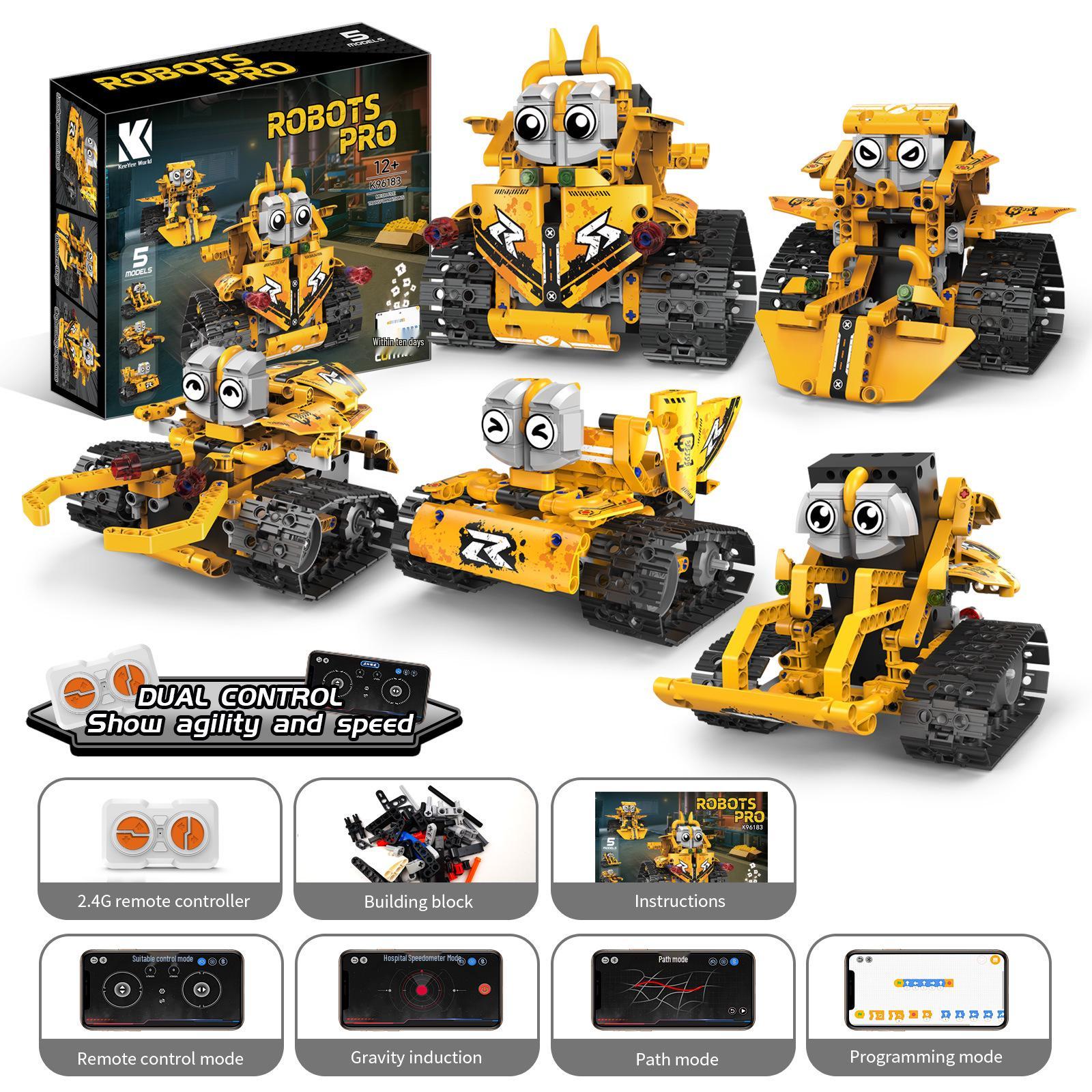 

Digital Display 5-in-1 Robot Programming Remote Control Building Blocks - Compatible with LEGO, Children s Educational Toy