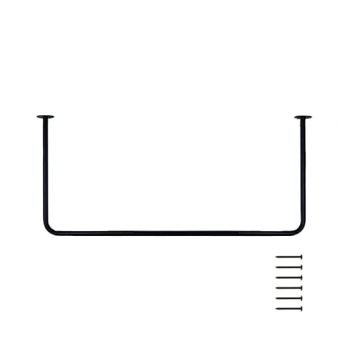 Iron Bar Clothes Drying Rack, Ceiling Mount, 1500mm, Hanging Hanger Bar, Hanger Pipe, Black, Simple, 405252