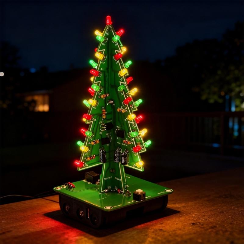 Programmable Christmas Tree DIY Colorful Easy Making Kit with Multiple Light Modes Educational Circuit Project